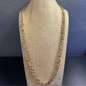 Vintage MONET Gold Tone Chain 28 Inch Long Necklace Signed Stapmed